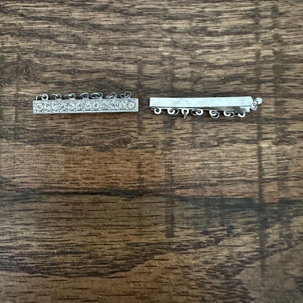 Vintage Sterling Silver Rhinestone Bar Clasp for 7 Strand Necklace